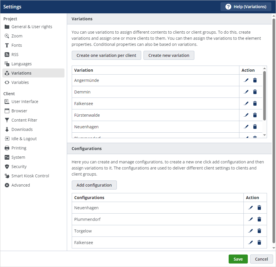 Figure 4: Insight into the location variations within SiteKiosk Online